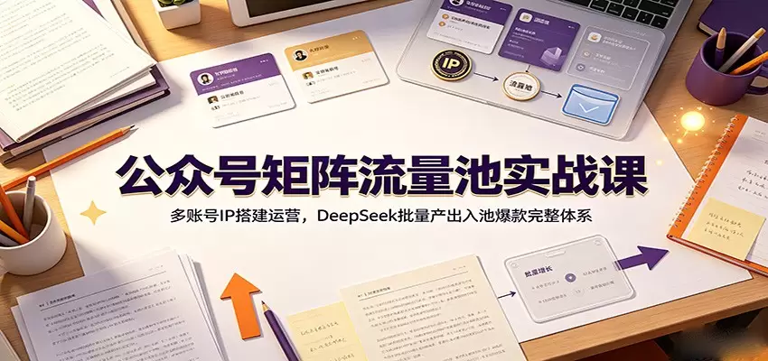 公众号矩阵流量池实战课：多账号IP搭建运营，DeepSeek批量产出入池爆款完整体系|青心网创站