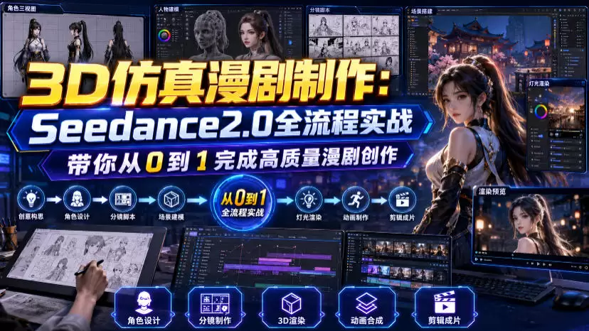 3D仿真漫剧制作:Seedance2.0全流程实战,带你从0到1完成高质量漫剧创作 3D仿真漫剧制作:Seedance2.0全流程实战,带你从0到1完成高质量漫剧创作