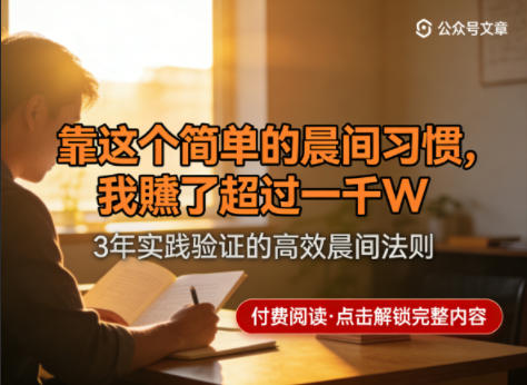 某公众号付费文章:靠这个简单的晨间习惯,我賺了超过一千W|青心网创站