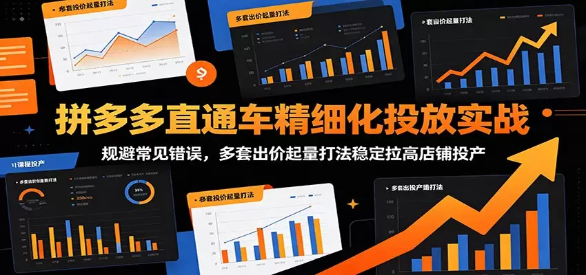 拼多多直通车精细化投放实战：规避常见错误，多套出价起量打法稳定拉高店铺投产|青心网创站