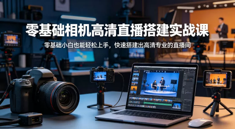 零基础相机高清直播间搭建实战课,小白也能轻松上手,快速搭建出高清专业的直播间|青心网创站