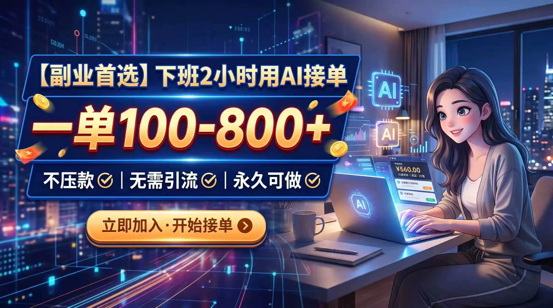 （20243期）下班2小时用AI接单，一单100-800+，不压款，无需引流，永久可做 - 青心资源站