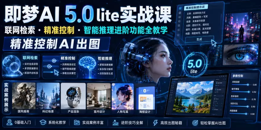 即梦AI 5.0 lite实战课，联网检索・精准控制・智能推理进阶功能全教学，精准控制AI出图|青心网创站