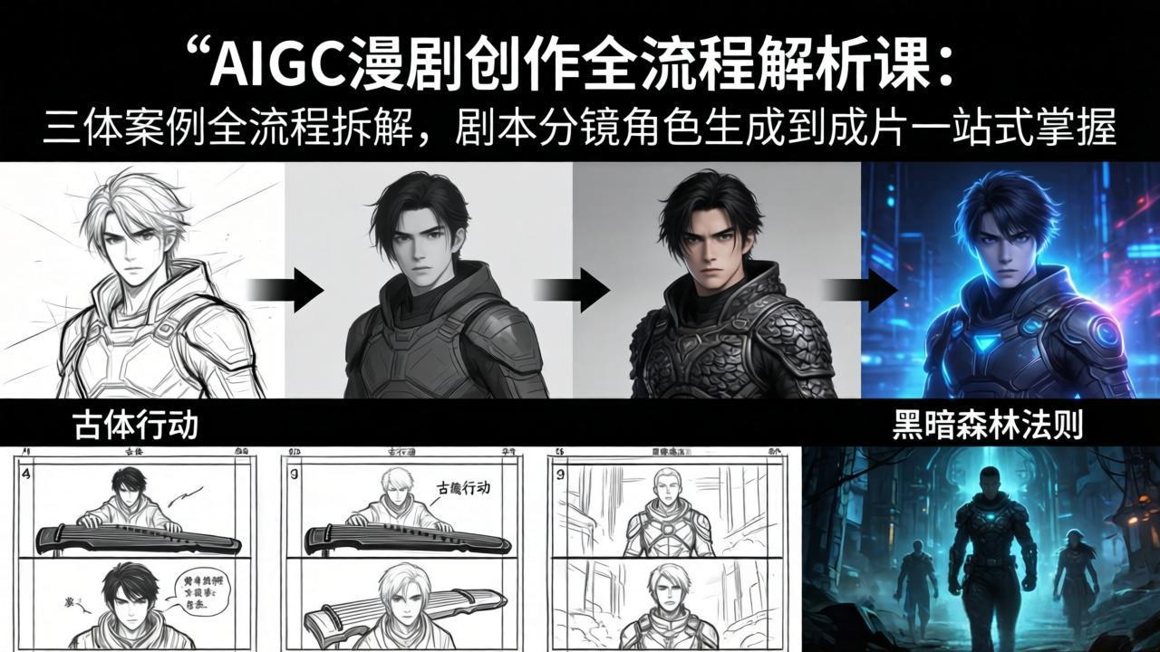 AIGC漫剧创作全流程解析课:三体案例全流程拆解,剧本分镜角色生成到成片一站式掌握|青心网创站