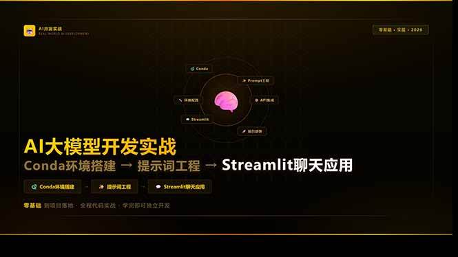 (17723期)AI大模型开发实战:Conda环境搭建→提示词工程→Streamlit聊天应用,零基础到项目落地|青心网创站