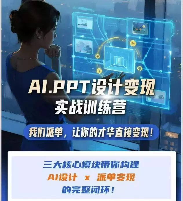 AI+PPT设计变现实战训练营，我们派单，让你的才华直接变现，三大核心模块带你构建Al设计x派单变现的完整闭环|青心网创站