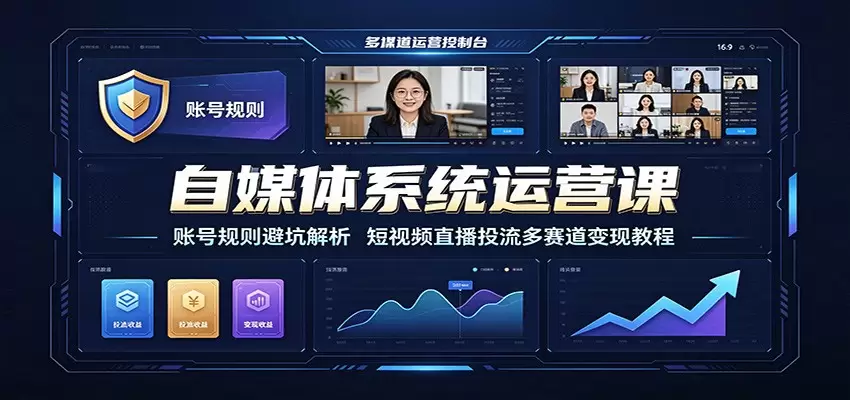 自媒体系统运营课：账号规则避坑解析，短视频直播投流多赛道变现教程|青心网创站