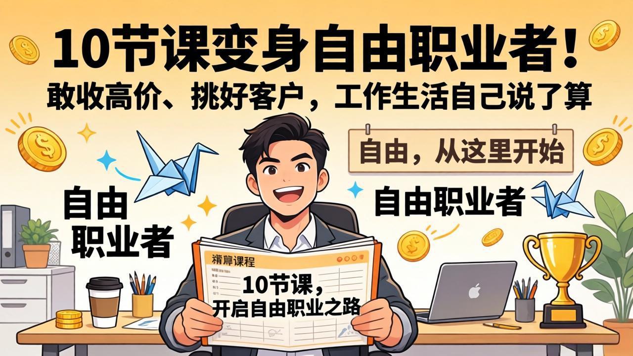 10 节课变身自由职业者！敢收高价、挑好客户，工作生活自己说了算|青心网创站