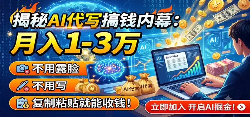 揭秘AI代写搞钱内幕：月入1-3万，不用露脸不用写，复制粘贴就能收钱！|青心网创站