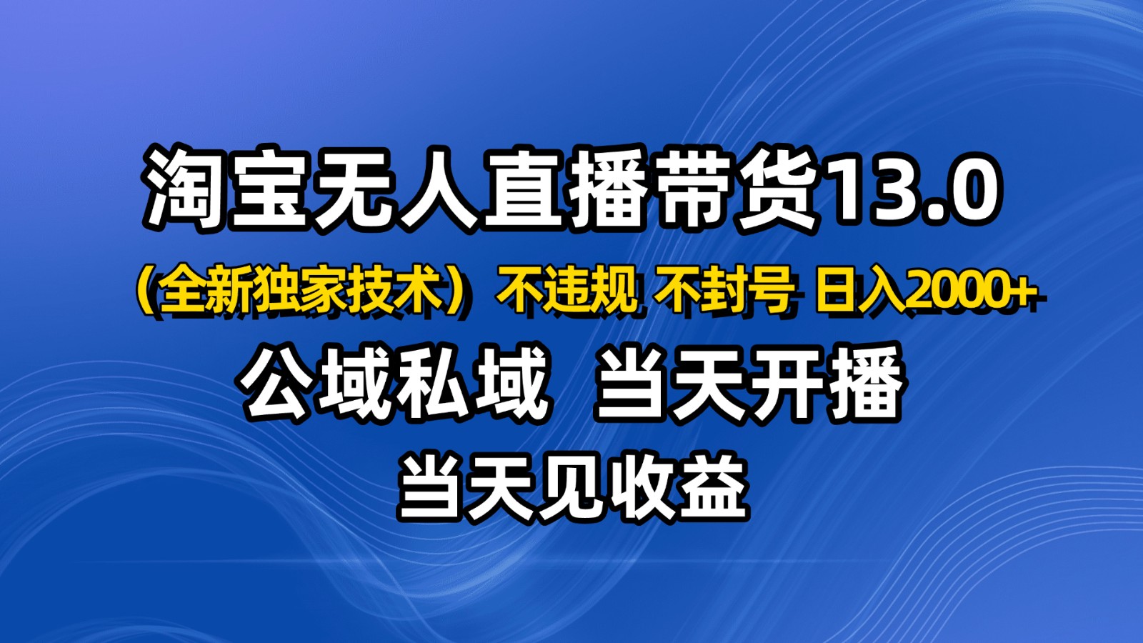 淘宝无人直播13.0,公域私域技术,不封号,不违规 布局下半年旺季赛道,日入2000+-青心网创站