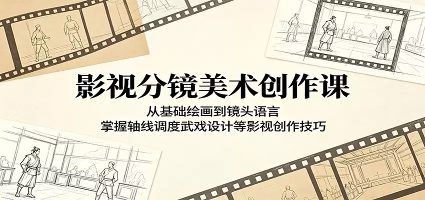 影视分镜美术创作课：从基础绘画到镜头语言，掌握轴线调度武戏设计等影视创作技巧|青心网创站