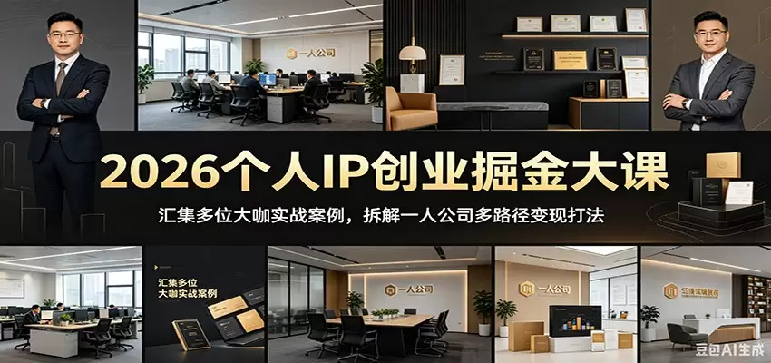 2026个人IP创业掘金大课：汇集多位大咖实战案例，拆解一人公司多路径变现打法|青心网创站