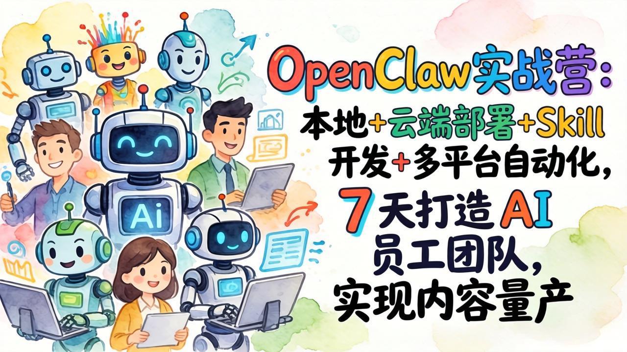 OpenClaw实战营：本地+云端部署+Skill开发+多平台自动化，7 天打造 AI 员工团队，实现内容量产青心网创青心网创站