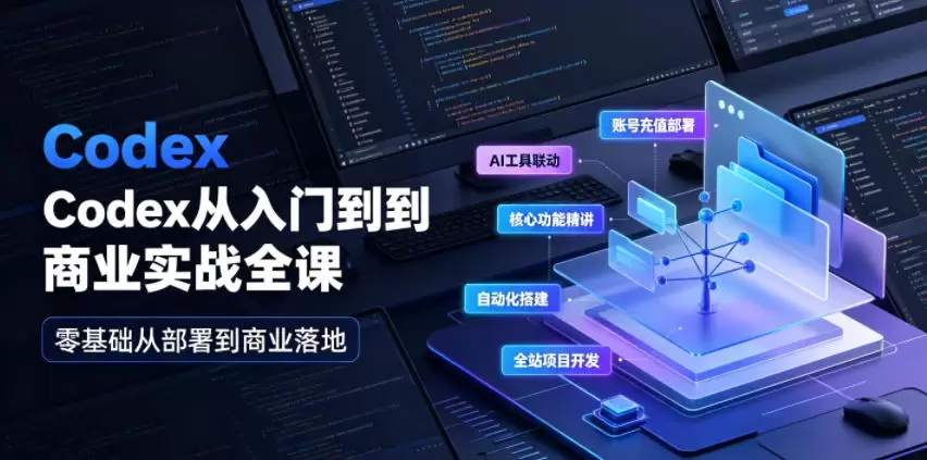 Codex从入门到商业实战全课｜账号充值部署、AI工具联动、核心功能精讲、自动化搭建、全站项目开发零基础教程|青心网创站