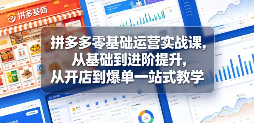 拼多多零基础运营实战课，从基础到进阶提升，从开店到爆单一站式教学|青心网创站