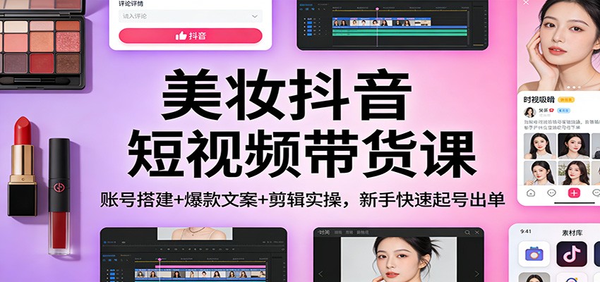 美妆抖音短视频带货课:账号搭建+爆款文案+剪辑实操,新手快速起号出单青心网创青心网创站