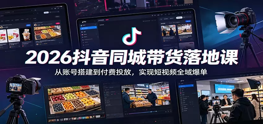 2026抖音同城带货落地课：从账号搭建到付费投放，实现短视频全域爆单|青心网创站