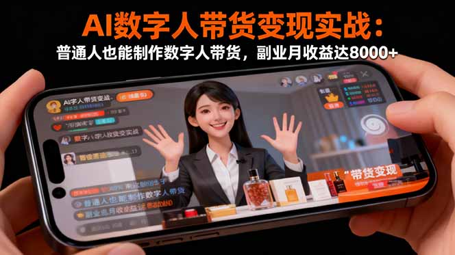 AI数字人带货变现实战：普通人也能制作数字人带货，副业月收益达8000+-青心网创站