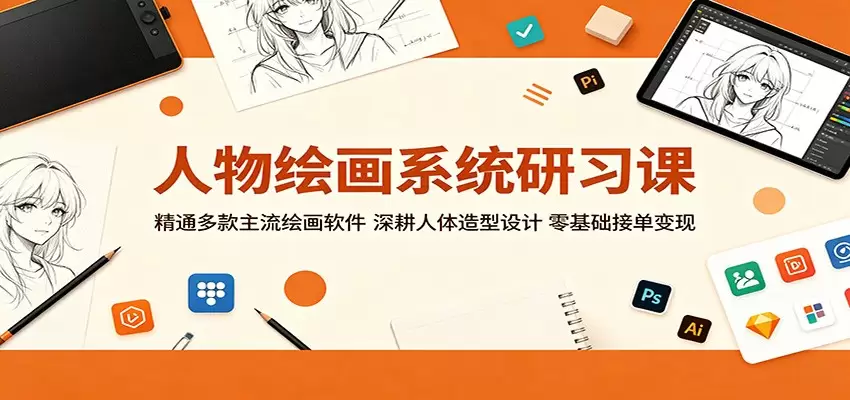 人物绘画系统研习课：精通多款主流绘画软件，深耕人体造型设计，零基础接单变现|青心网创站
