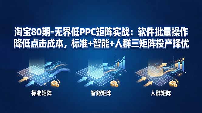淘宝80期-无界低PPC矩阵实战：软件批量操作降低点击成本，标准+智能+人群三矩阵投产择优|青心网创站