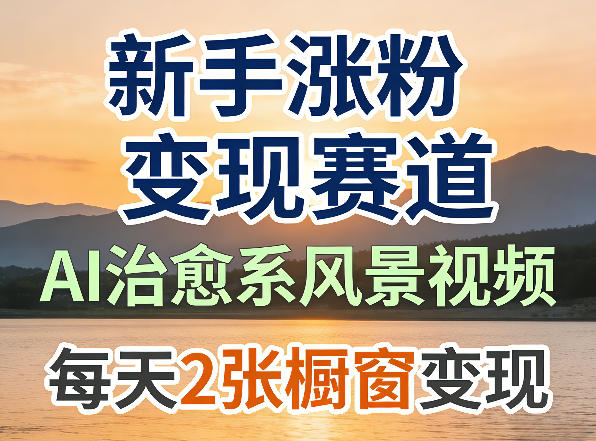 AI治愈系风景视频,新手涨粉变现赛道,橱窗变现每天2张,副业必备|青心网创站