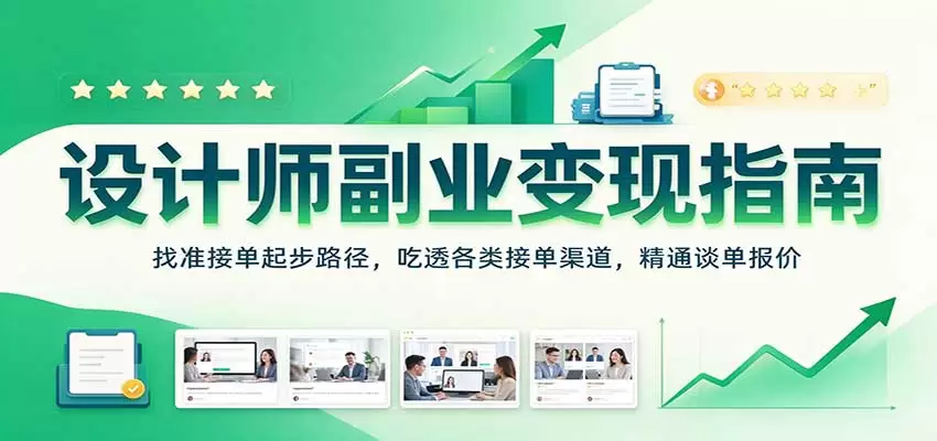 设计师副业变现指南：找准接单起步路径，吃透各类接单渠道，精通谈单报价 - 青心资源站
