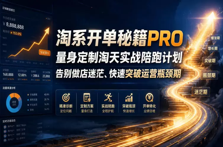 淘系开单秘籍PRO，量身定制淘天实战陪跑计划，告别做店迷茫、快速突破运营瓶颈期（更新20260728）|青心网创站