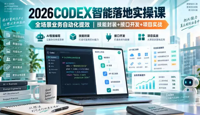 2026Codex智能落地实操课，全场景业务自动化提效，技能封装+接口开发+项目实战 - 青心资源站