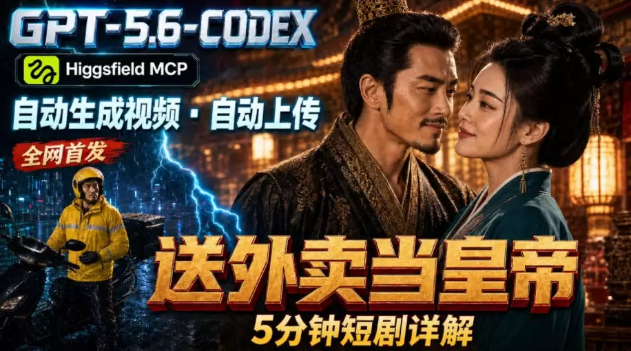 GPT-5.6 Codex+Higgsfield MCP：一条指令生成5分钟短剧并自动上传YouTube（油管）|青心网创站