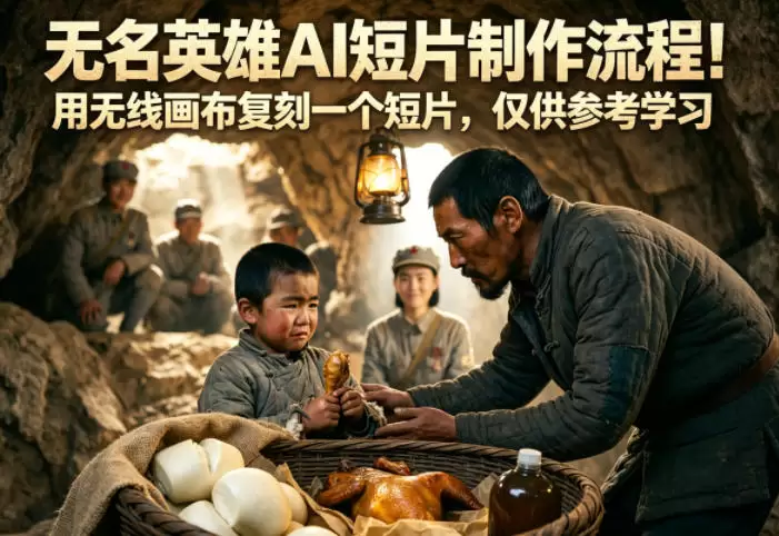 无名英雄AI短片制作流程！用无线画布复刻一个短片，仅供参考学习|青心网创站