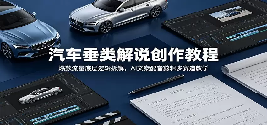 汽车垂类解说创作教程：爆款流量底层逻辑拆解，AI文案配音剪辑多赛道教学|青心网创站