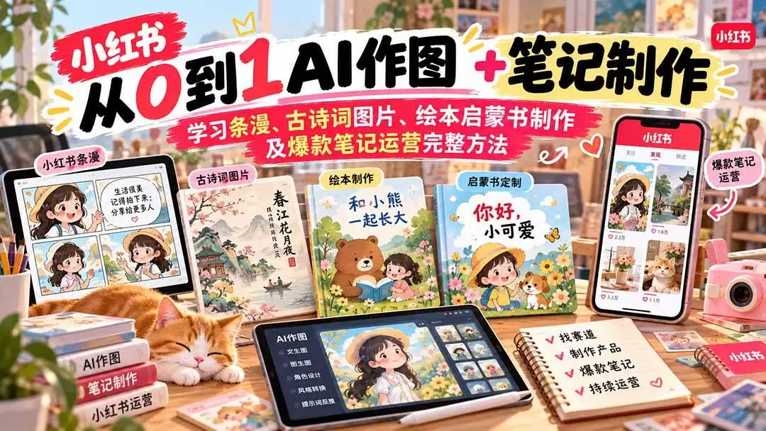 （20655期）2026小红书AI内容创作从0到1：学习条漫、古诗词图片、绘本启蒙书制作及爆款笔记运营完整方法 - 青心资源站