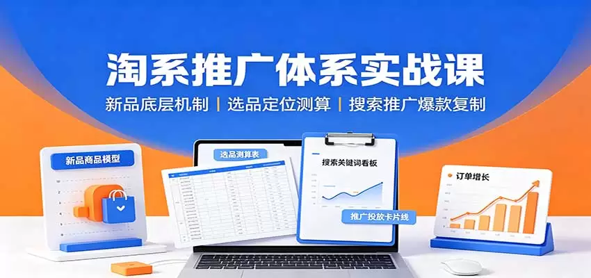 淘系推广体系实战课：新品底层机制，选品定位测算，搜索推广爆款复制 - 青心资源站