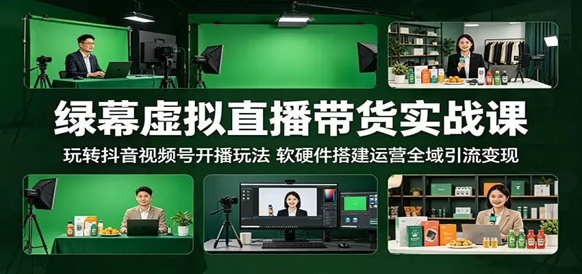 绿幕虚拟直播带货实战课：玩转抖音视频号开播玩法，软硬件搭建运营全域引流变现|青心网创站