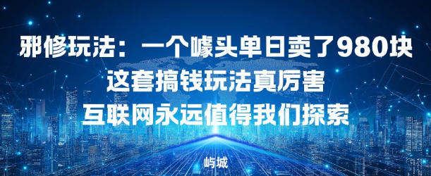 邪修玩法：一个噱头单日卖了980米这套搞钱玩法真厉害互联网永远值得我们探索-青心网创站