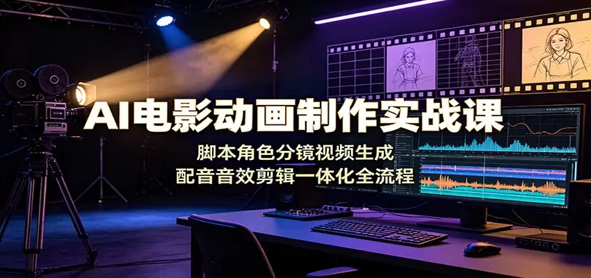 AI电影动画制作实战课：脚本角色分镜视频生成，配音音效剪辑一体化全流程|青心网创站