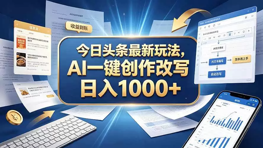 （20566期）今日头条最新玩法，AI 一键创作改写，简单易上手，轻松日入 1000 + - 青心资源站