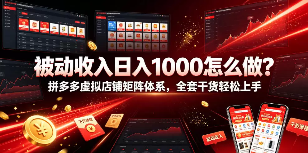 被动收入日入1000怎么做？拼多多虚拟店铺矩阵体系，全套干货轻松上手【揭秘】|青心网创站
