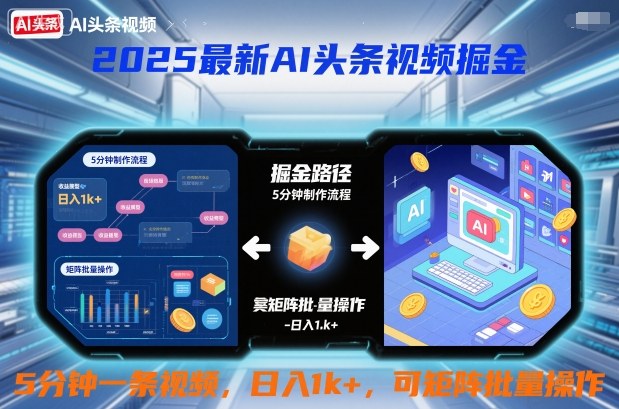 2025最新AI头条视频掘金，5分钟一条视频，日入1k＋，可矩阵批量操作-青心网创站