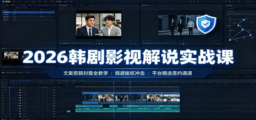 2026韩剧影视解说实战课：文案剪辑封面全教学，规避版权冲击平台精选签约通道|青心网创站