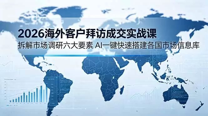 2026海外客户拜访成交实战课：拆解市场调研六大要素，AI一键快速搭建各国市场信息库|青心网创站
