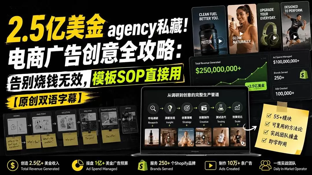 （20170期）2.5亿美金agency私藏！电商广告创意全攻略：告别烧钱无效，模板SOP直接用【原创双语字幕】 - 青心资源站