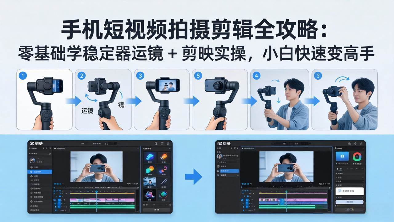 （18003期）手机短视频拍摄剪辑全攻略：零基础学稳定器运镜 + 剪映实操，小白快速变高手|青心网创站