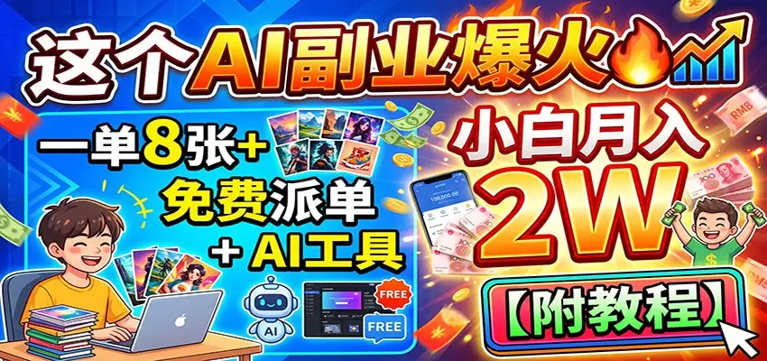 这个AI副业爆火！一单8张+，免费派单+AI工具，小白月入2W【附教程】|青心网创站