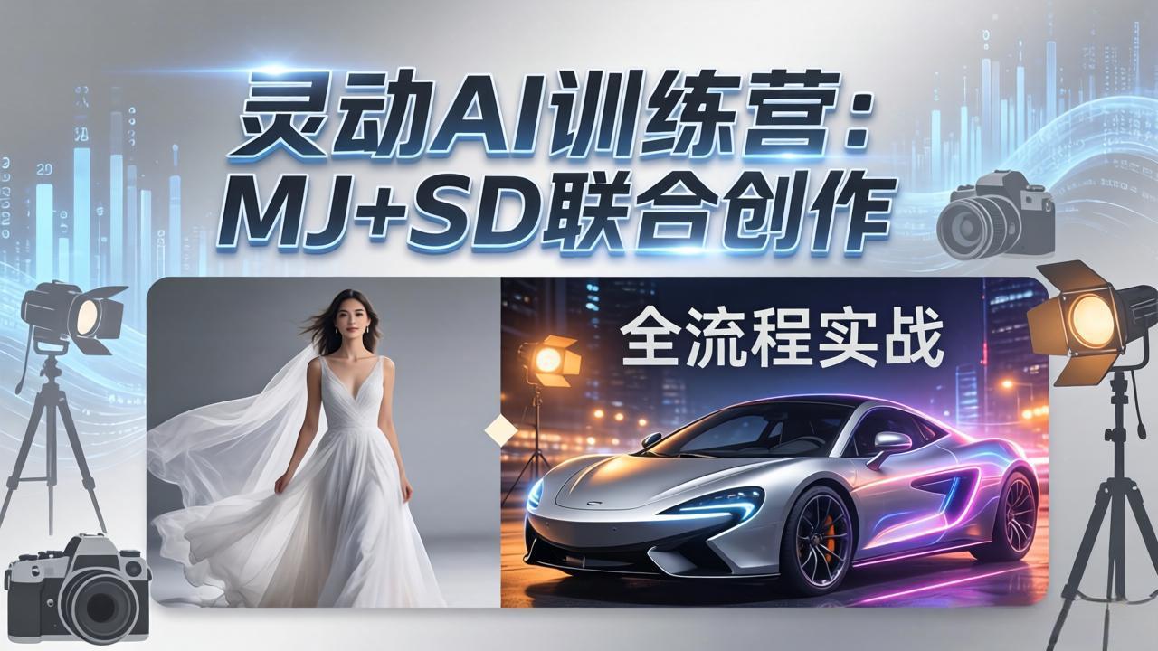 灵动AI训练营-3.0课程:MJ+SD联合创作,从婚纱大片到汽车广告,摄影后期全流程实战|青心网创站