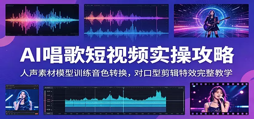 AI唱歌短视频实操攻略：人声素材模型训练音色转换，对口型剪辑特效完整教学|青心网创站