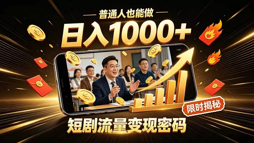 一部手机做短剧分发，不用真人出镜、不用拍摄剧本，快手流量变现日赚千元|青心网创站