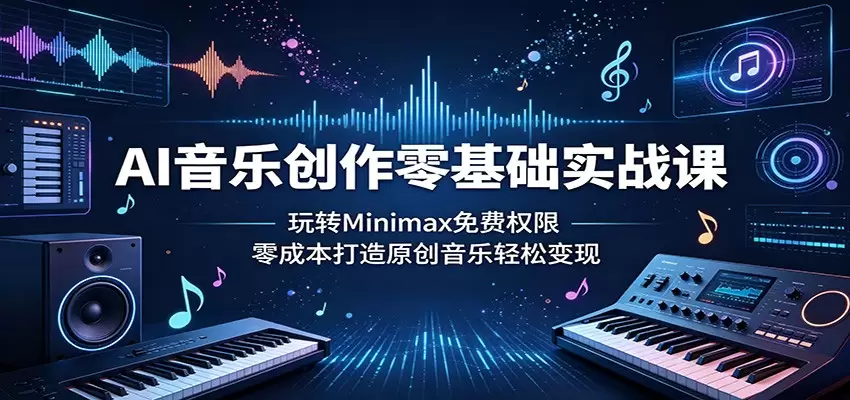 AI音乐创作零基础实战课：玩转Minimax免费权限，零成本打造原创音乐轻松变现|青心网创站