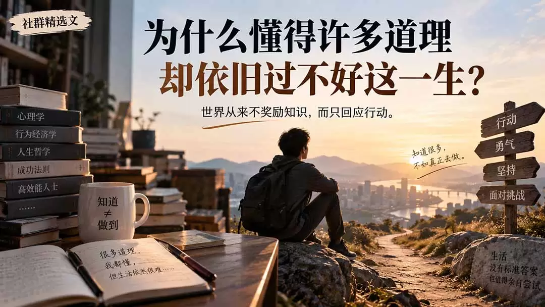 社群精选文:为什么懂得许多道理却依旧过不好这一生? 社群精选文:为什么懂得许多道理却依旧过不好这一生?