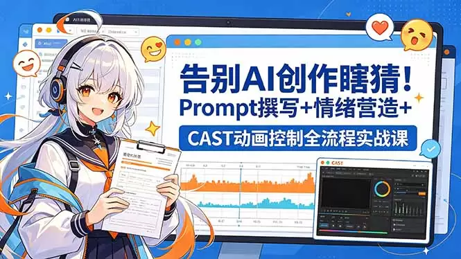 告别AI创作瞎猜！Prompt撰写+情绪营造+CAST动画控制全流程实战课|青心网创站